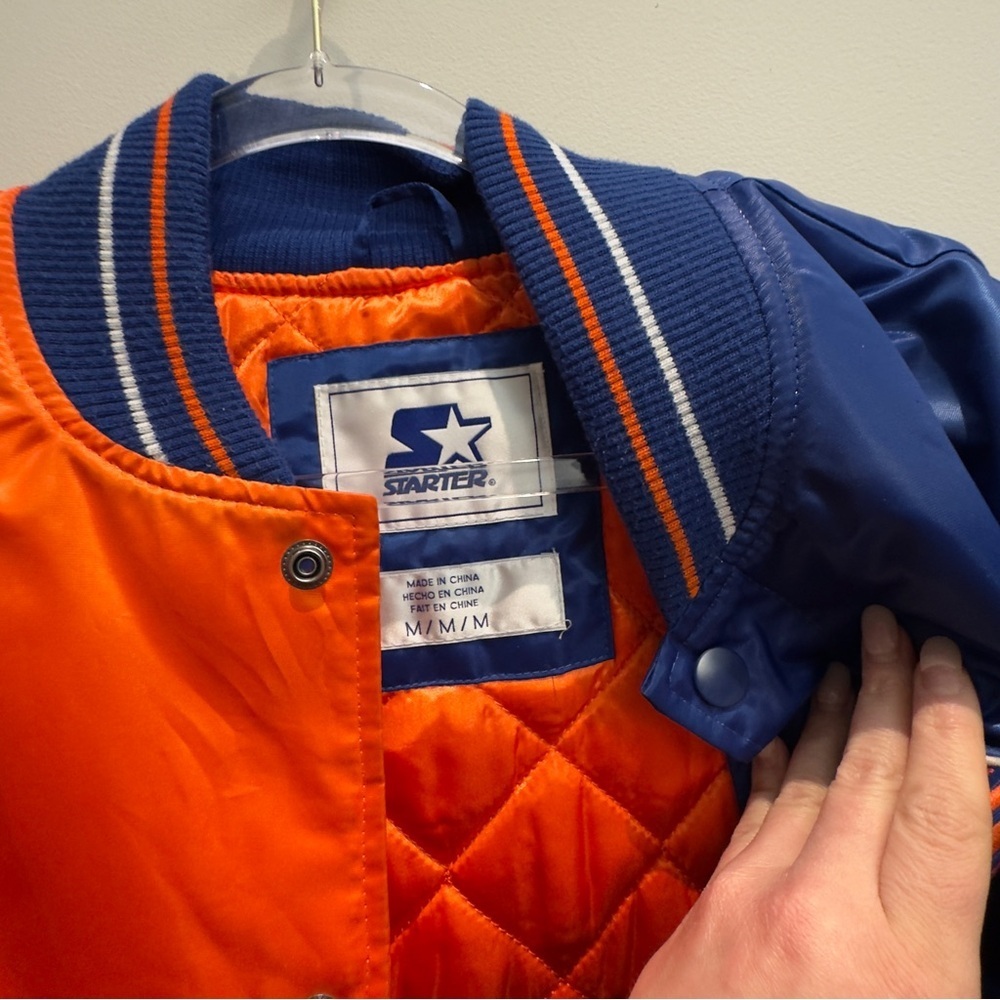Starter New York Knicks 75th Anniversary Color Block Satin Varsity Jacket M - Picture 5 of 10